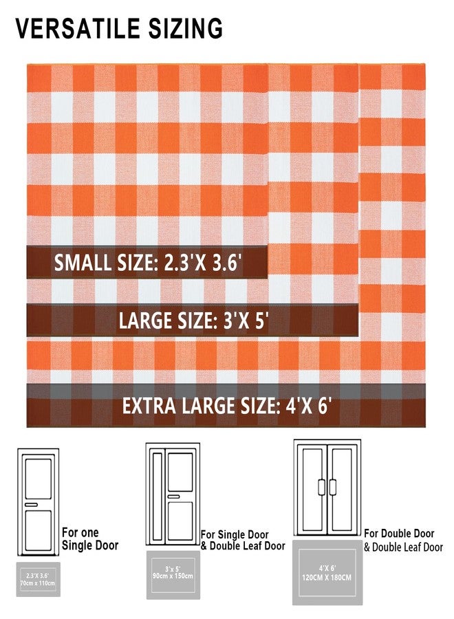 Fallovea Fall Orange and White Plaid Rugs, 28''x43'' Area Rug Outdoor Indoor Front Porch Doormat Cotton Hand-Woven Layered Door Mats for Entryway Patio Laundry Bedroom Living Room - Image 5